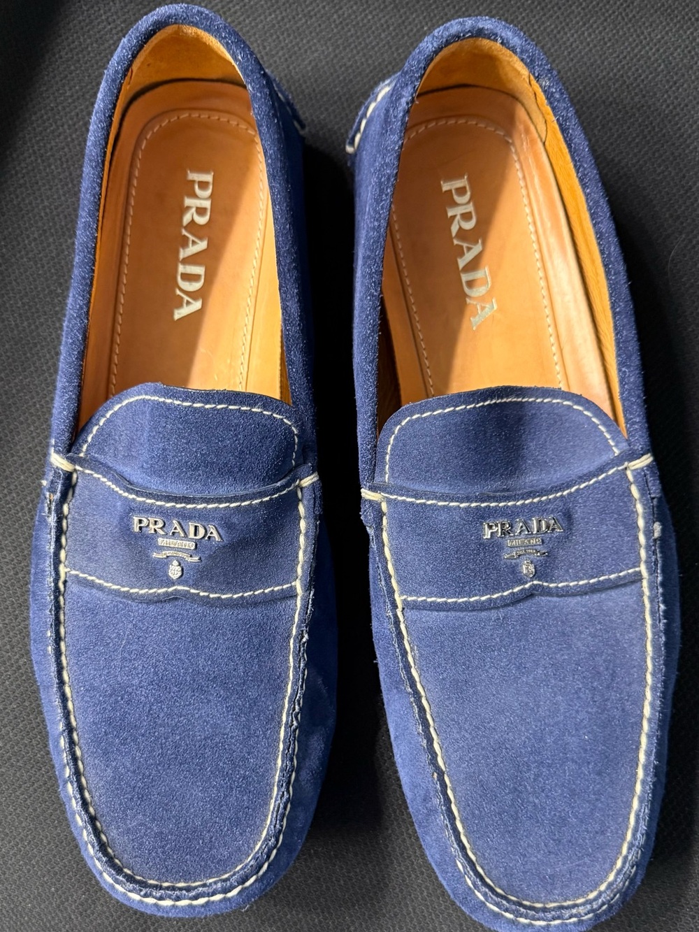 Prada Blue Suede driving shoes m9.5/w11